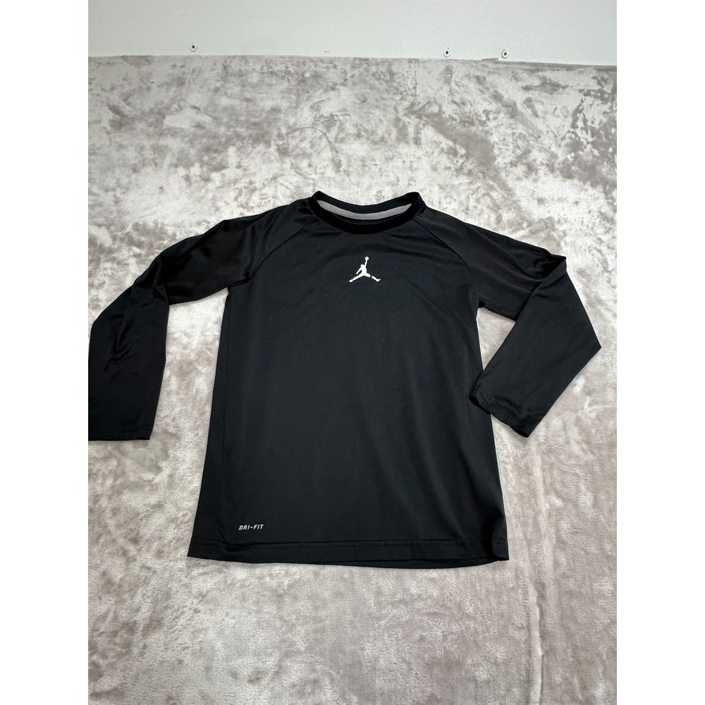 NIKE Dri-Fit Running Long Sleeve Shirt Boys Size Medium Black Training Tee